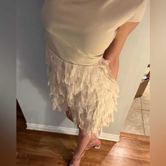 Jouvana London beige feathered dress (8) - Picture 2 of 16
